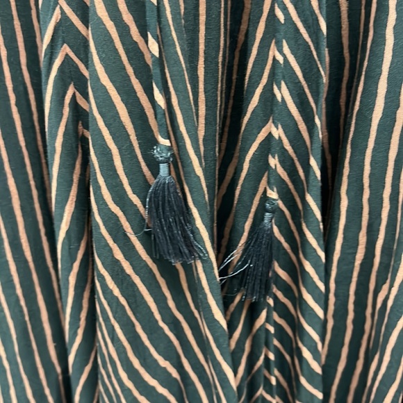 Natalie Martin Fit & Flare Ruffled Plunge Front Long Sleeve Striped Mini Dress S - Picture 2 of 9